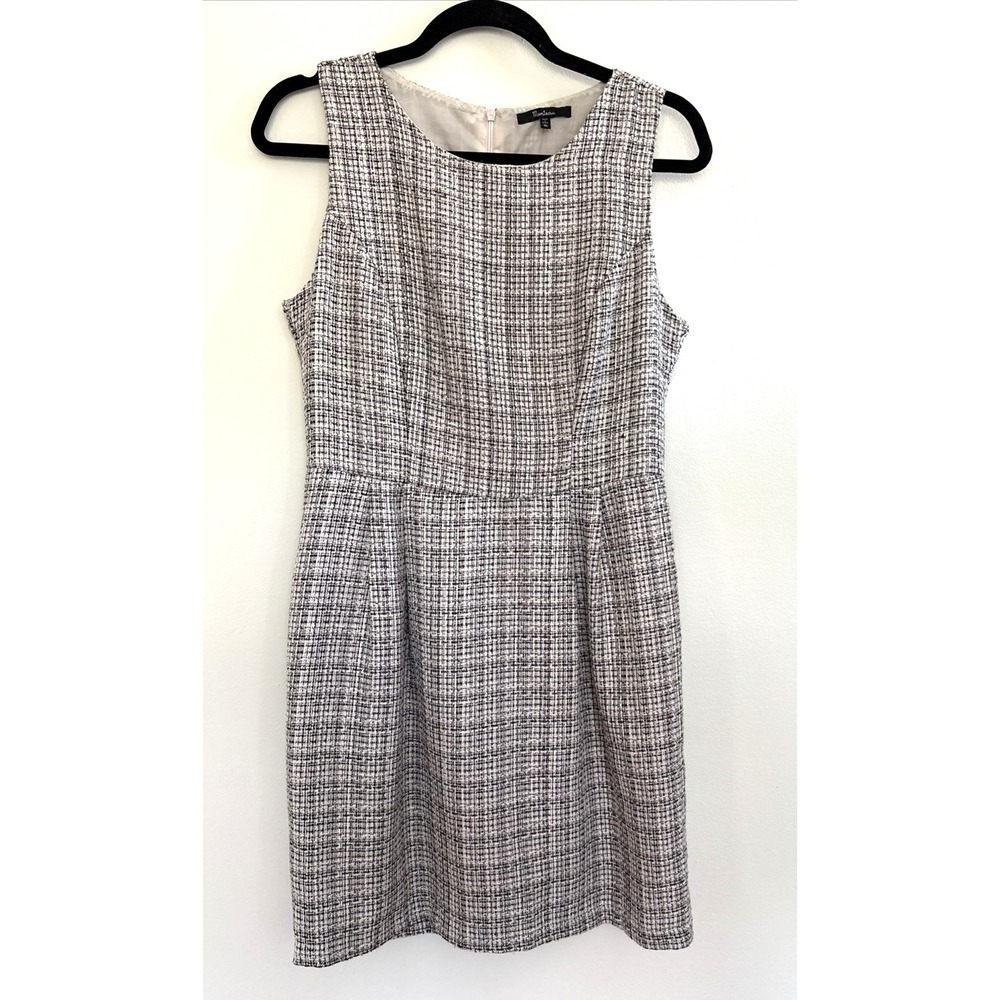 Manteau Womens Black White Tweed Sleeveless Sheath Dress Size M Professional